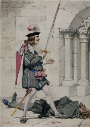 Sketch del asesinato de Henry VI en la Torre por Ricardo Duque de Gloucester, después "Rey Ricardo III" - Richard Dadd, Bethlem Hospital (1853)